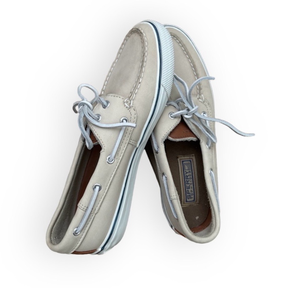 Sperry Topsiders Coastal Preppy Leather Upper Boat Shoes SZ 8.5 Light Academia